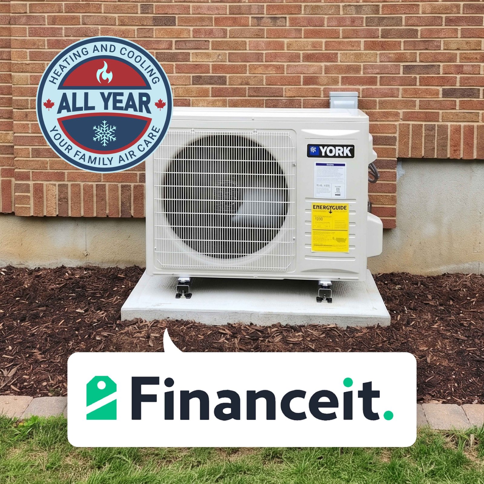 Newly installed York air conditioner unit outside a residential home in Kitchener.