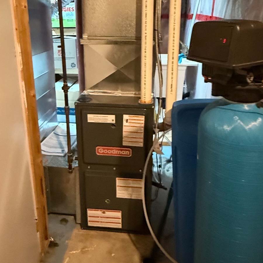 Newly installed Goodman gas furnace in Kitchener.