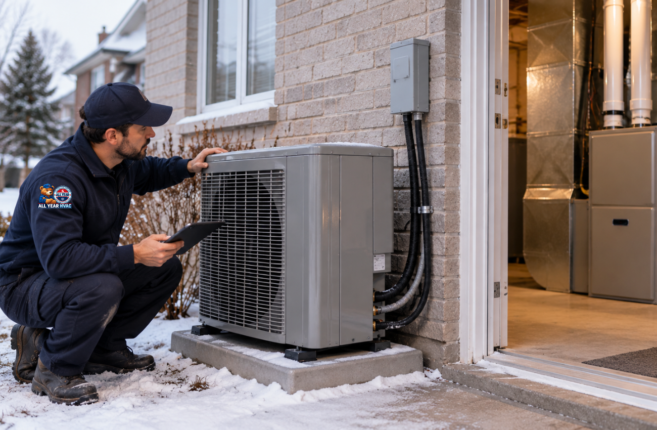 Heat pump and gas furnace hybrid heating system at an Ontario home
