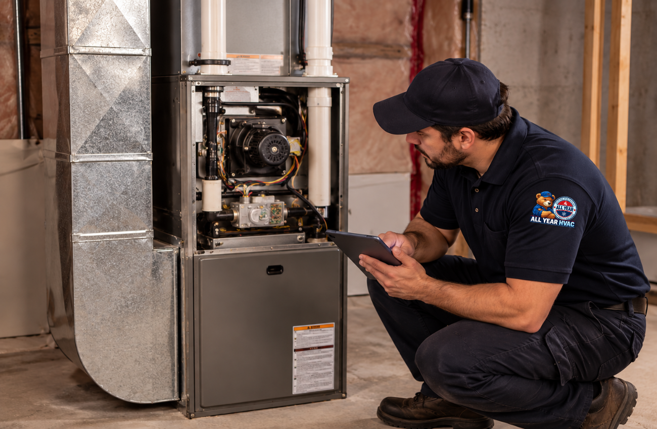 HVAC technician evaluating the proper furnace size for an Ontario home